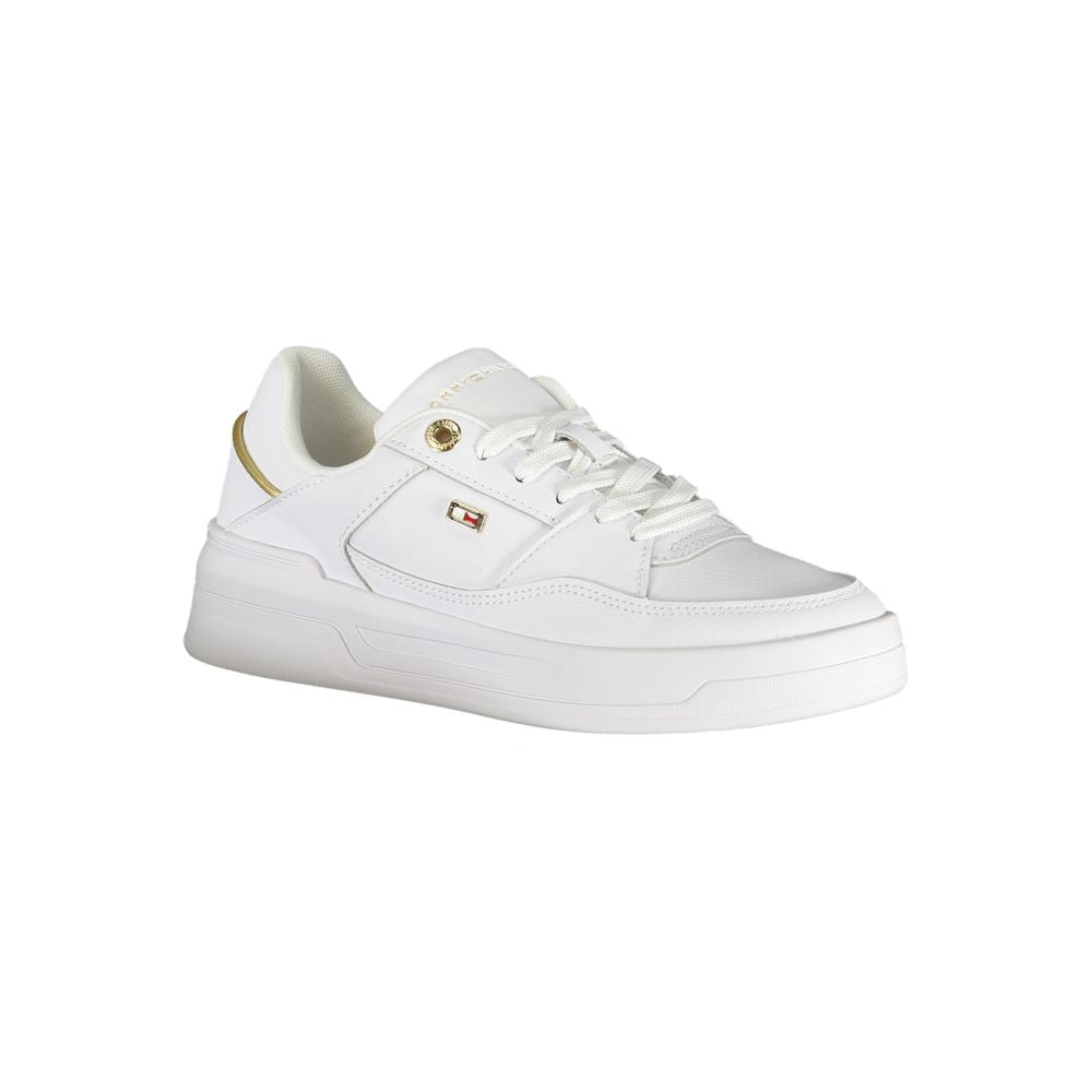 Tommy Hilfiger Polyurethane with Gold Details Sneaker — White, view 2