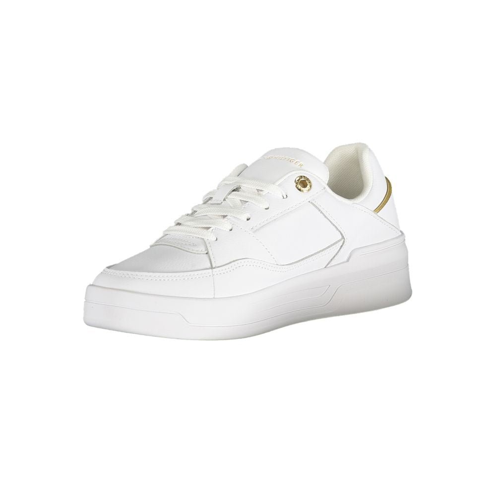 Tommy Hilfiger Polyurethane with Gold Details Sneaker — White, view 3