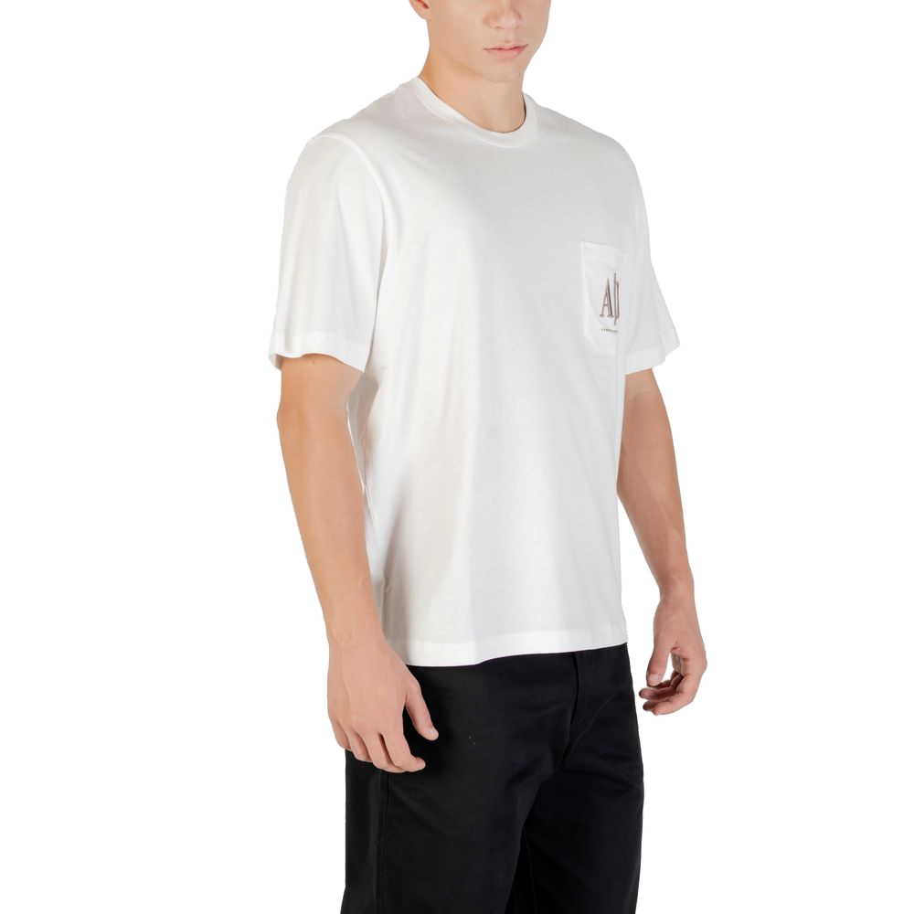 Armani Exchange Logo-Print Cotton T-Shirt — Cream, view 3