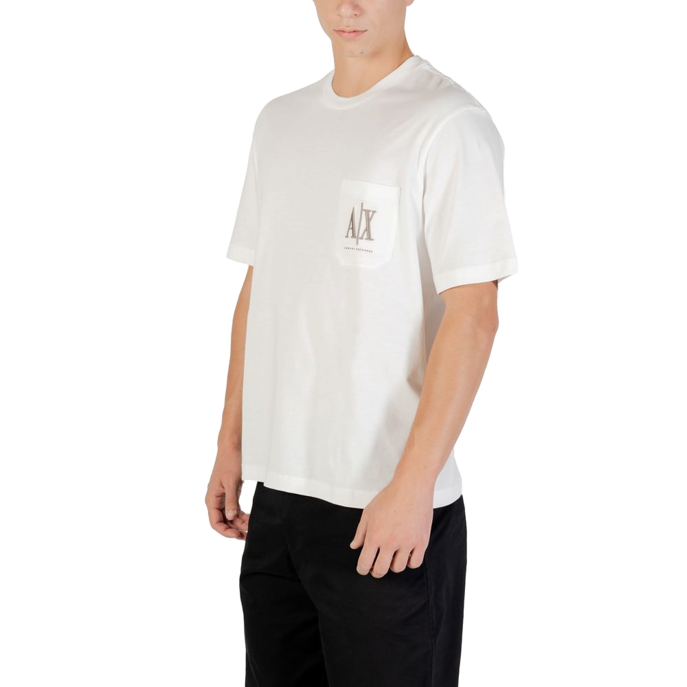 Armani Exchange Logo-Print Cotton T-Shirt — Cream, view 4