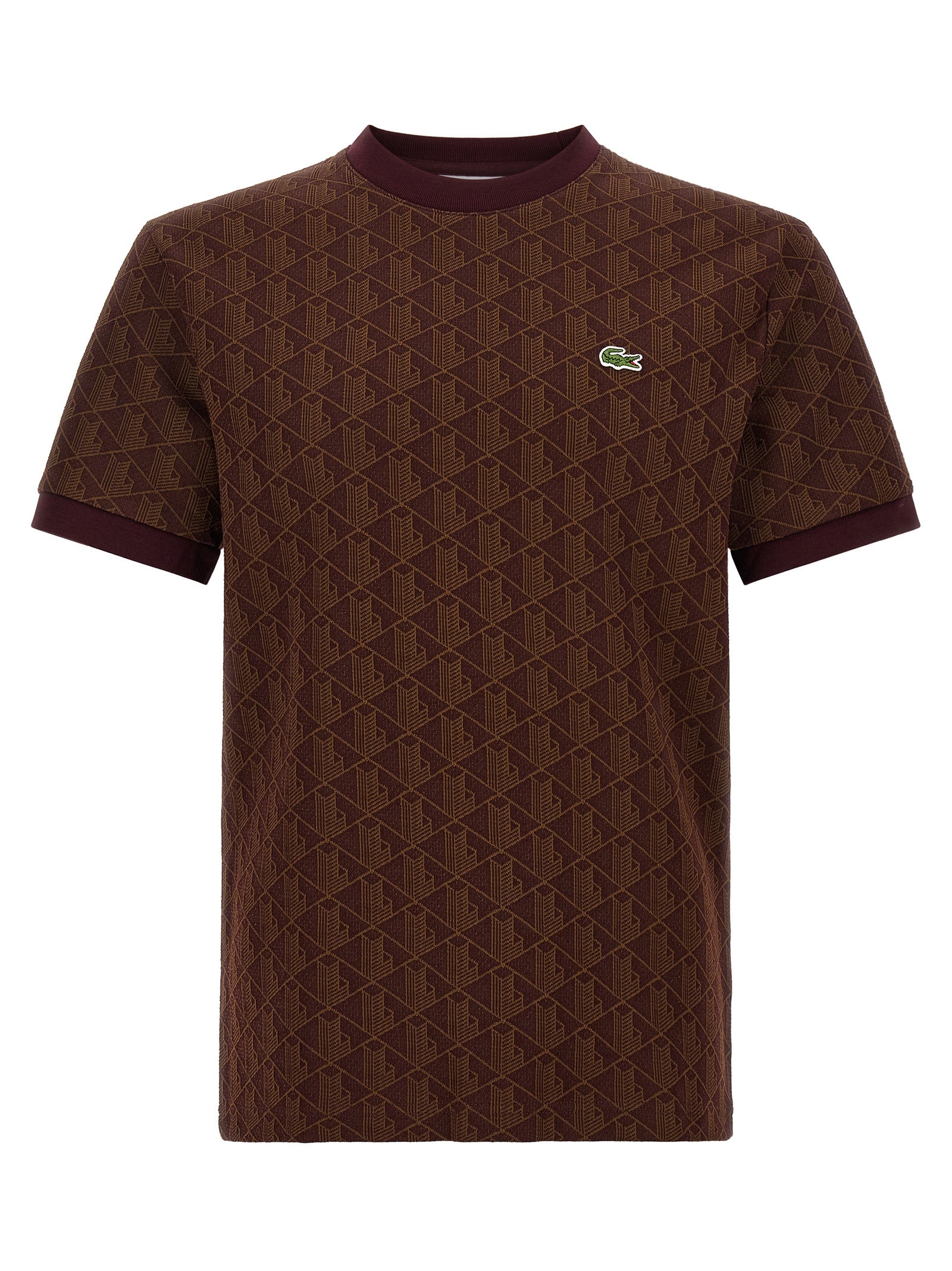 Lacoste Geometric Jacquard T-Shirt — Brown by Lacoste