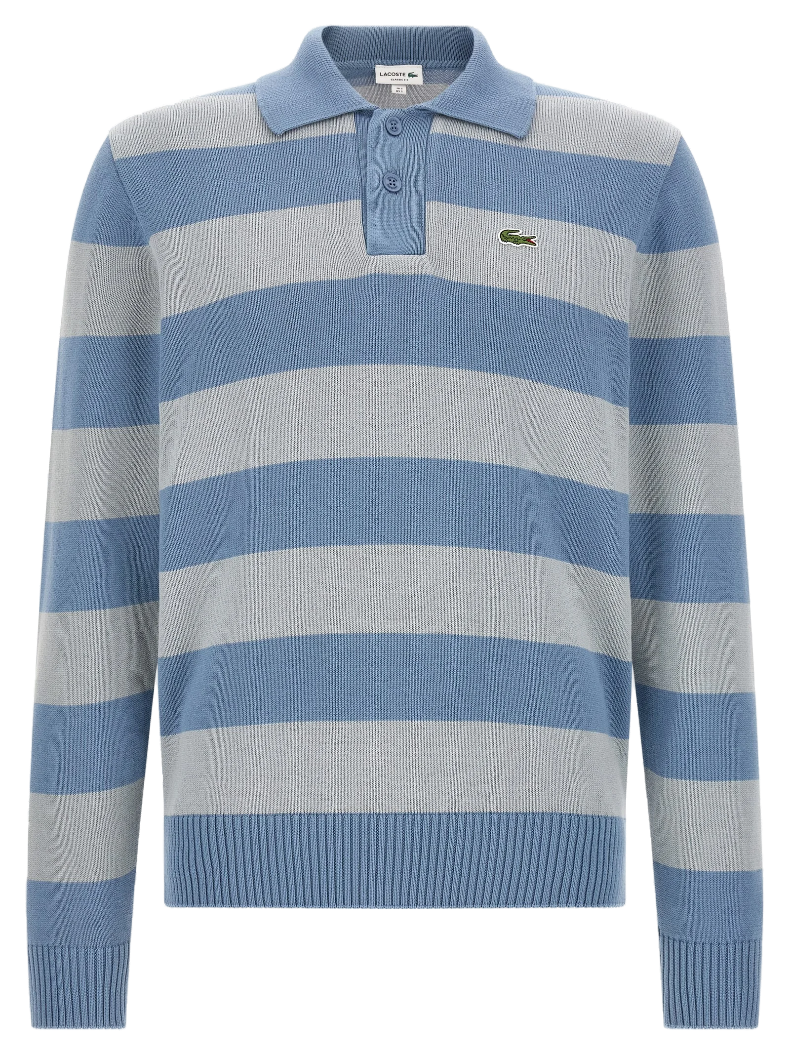 Lacoste Striped Cotton Polo Shirt — Blue by Lacoste