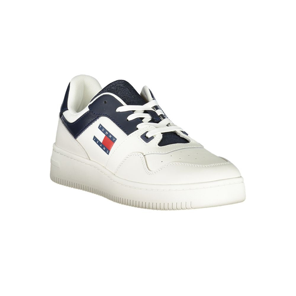 Tommy Hilfiger Leather & Polyester Color-Block Sneaker — White, view 2