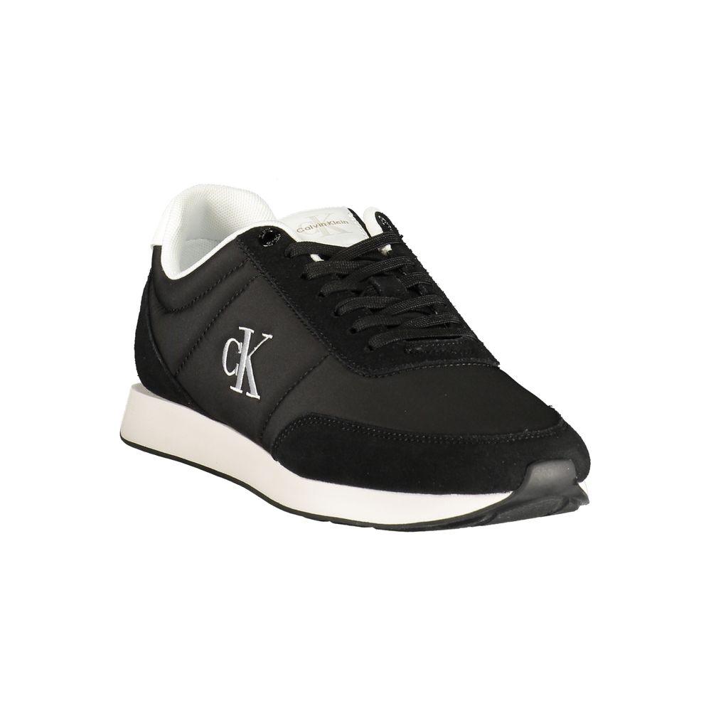 Calvin Klein Logo-Embroidered Colorblock Sneaker — Black, view 2