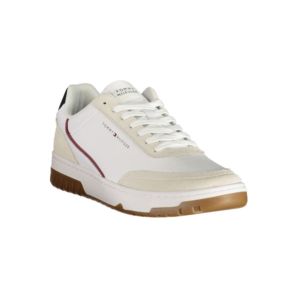 Tommy Hilfiger Colour-Block Leather Sneaker — White, view 2