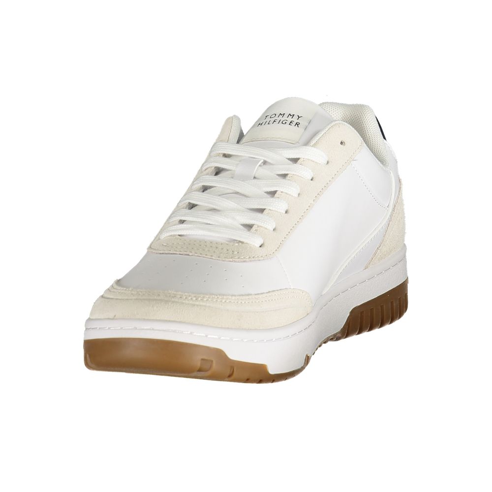 Tommy Hilfiger Colour-Block Leather Sneaker — White, view 3
