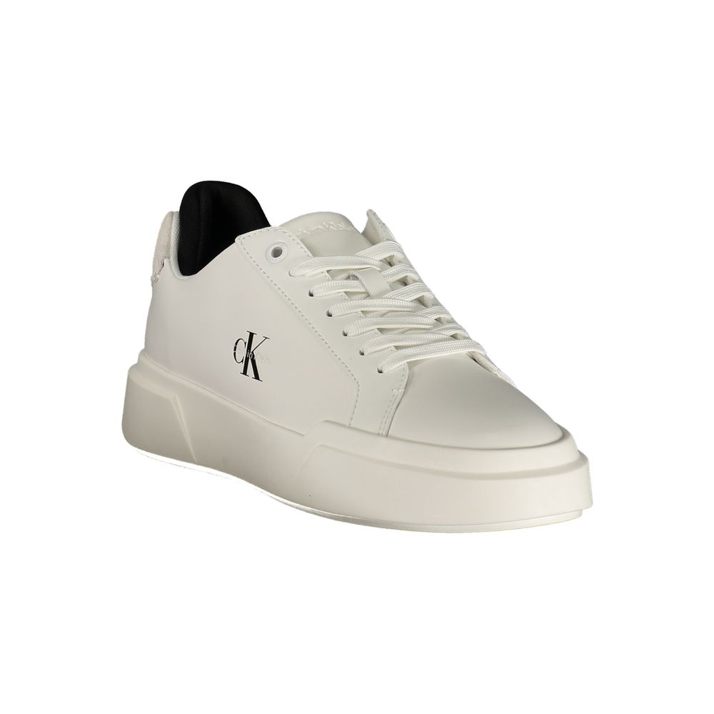 Calvin Klein Logo-Print Polyurethane Sneaker — White, view 2