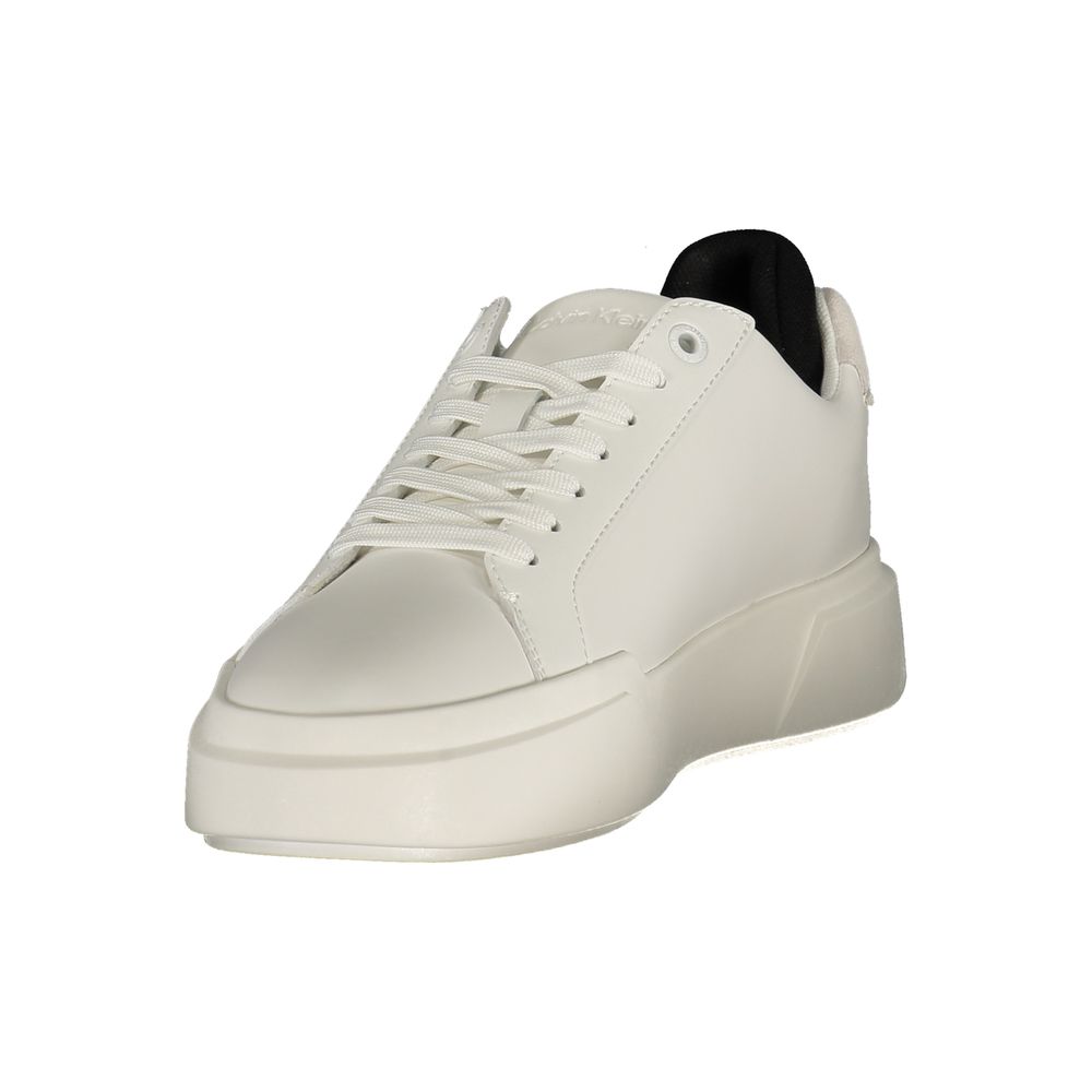 Calvin Klein Logo-Print Polyurethane Sneaker — White, view 3