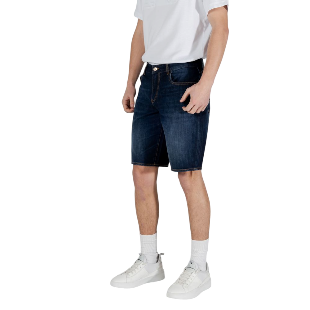 Armani Exchange Cotton Bermuda Shorts — Blue, view 2