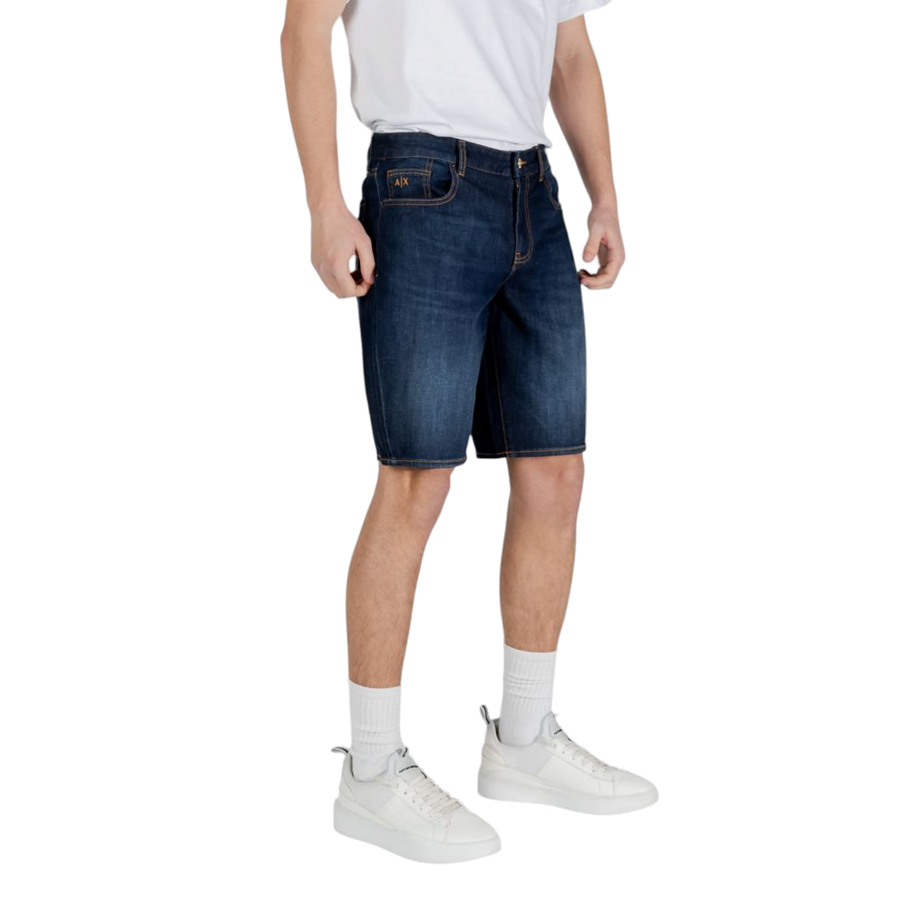Armani Exchange Cotton Bermuda Shorts — Blue, view 3