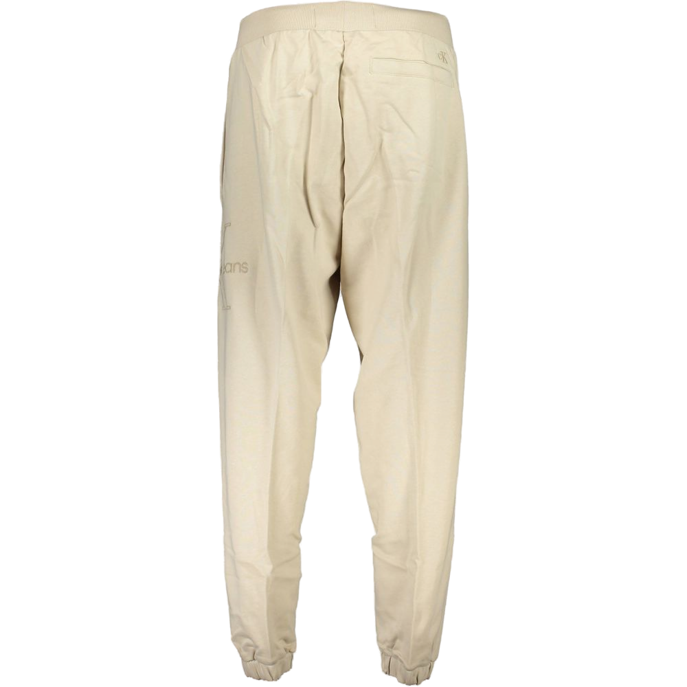 Calvin Klein Cotton Logo-Embroidered Joggers — Beige, view 2