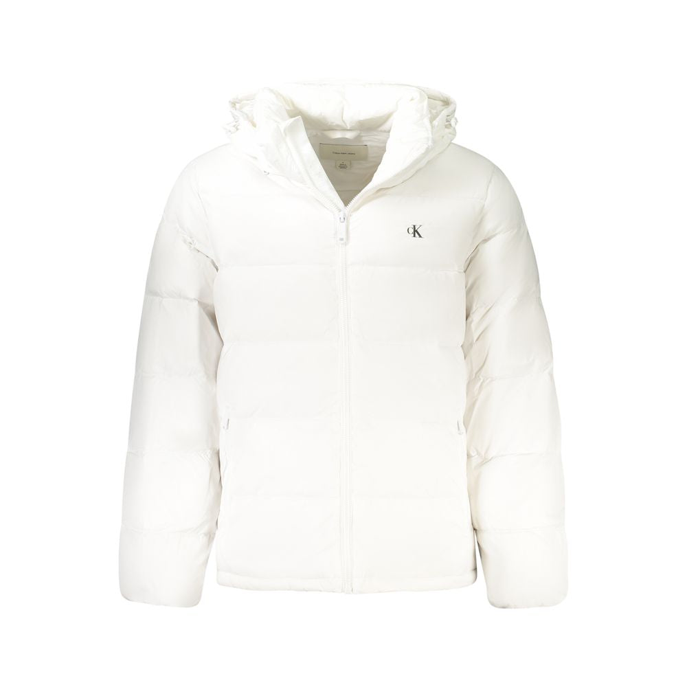 Calvin Klein Recycled Nylon with Removable Hood Down Jacket — White by Calvin Klein