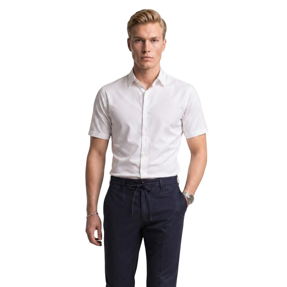 Armani Exchange Polyamide Short-Sleeve Shirt — White by Armani Exchange