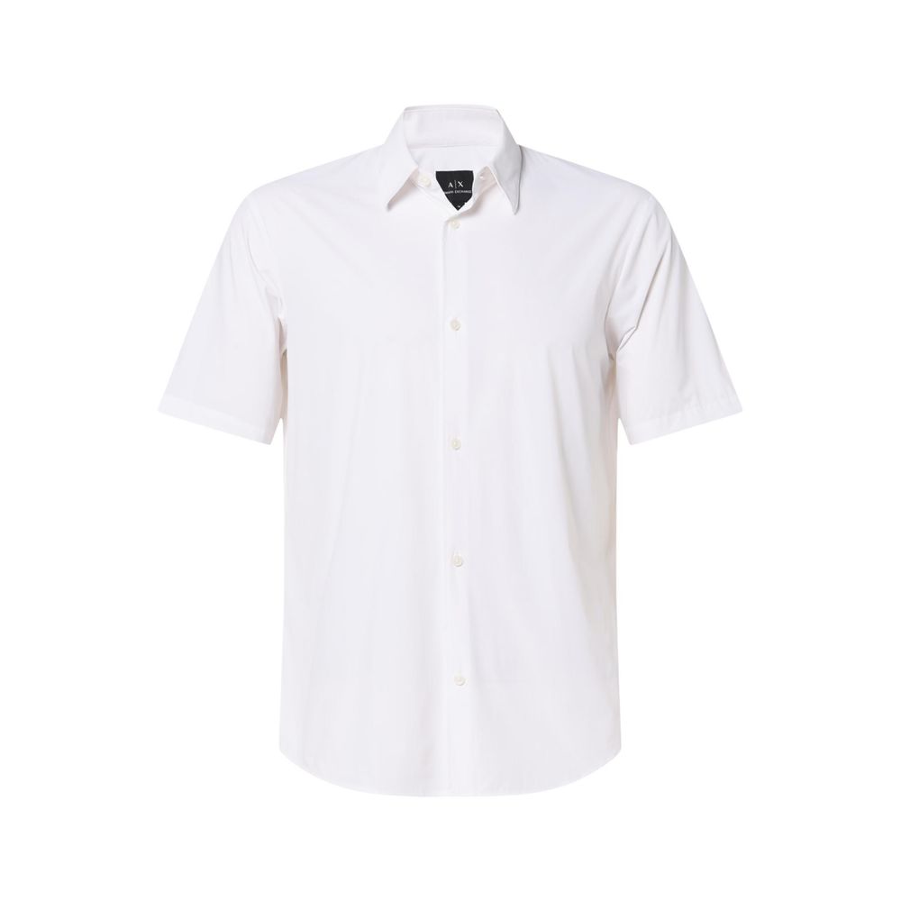 Armani Exchange Polyamide Short-Sleeve Shirt — White, view 3