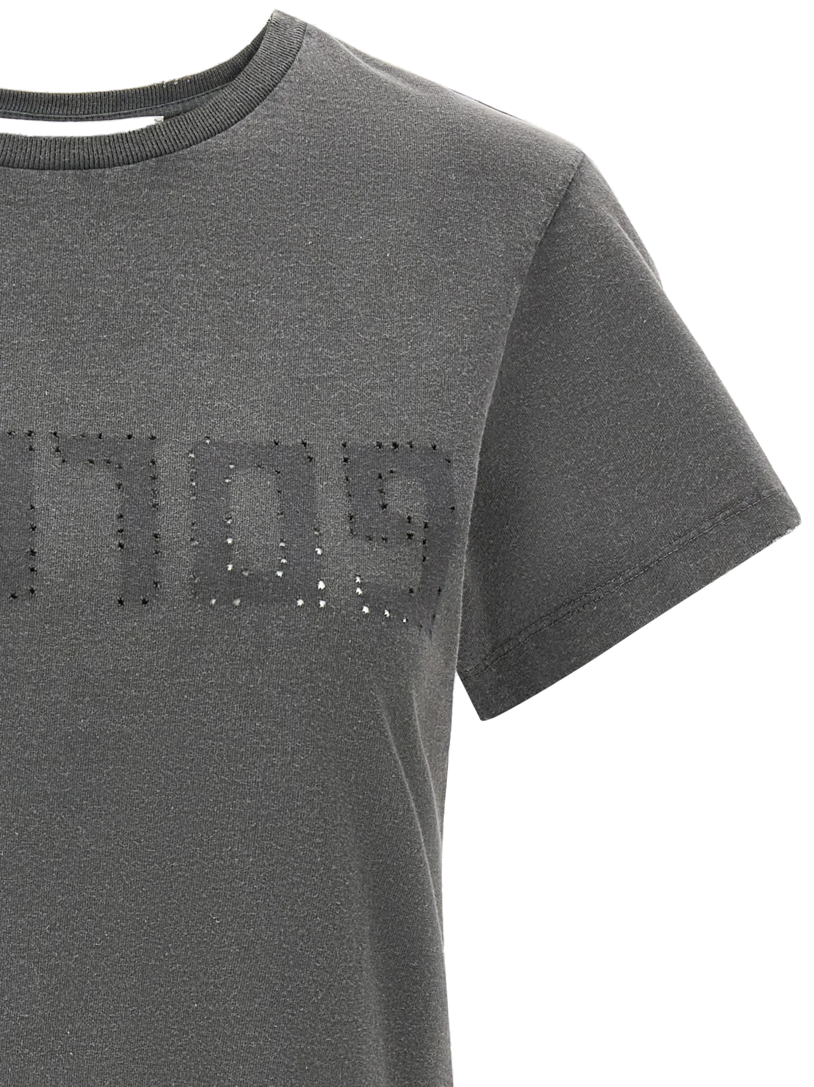 Golden Goose Logo-Embroidered Cotton T-Shirt — Grey, view 3