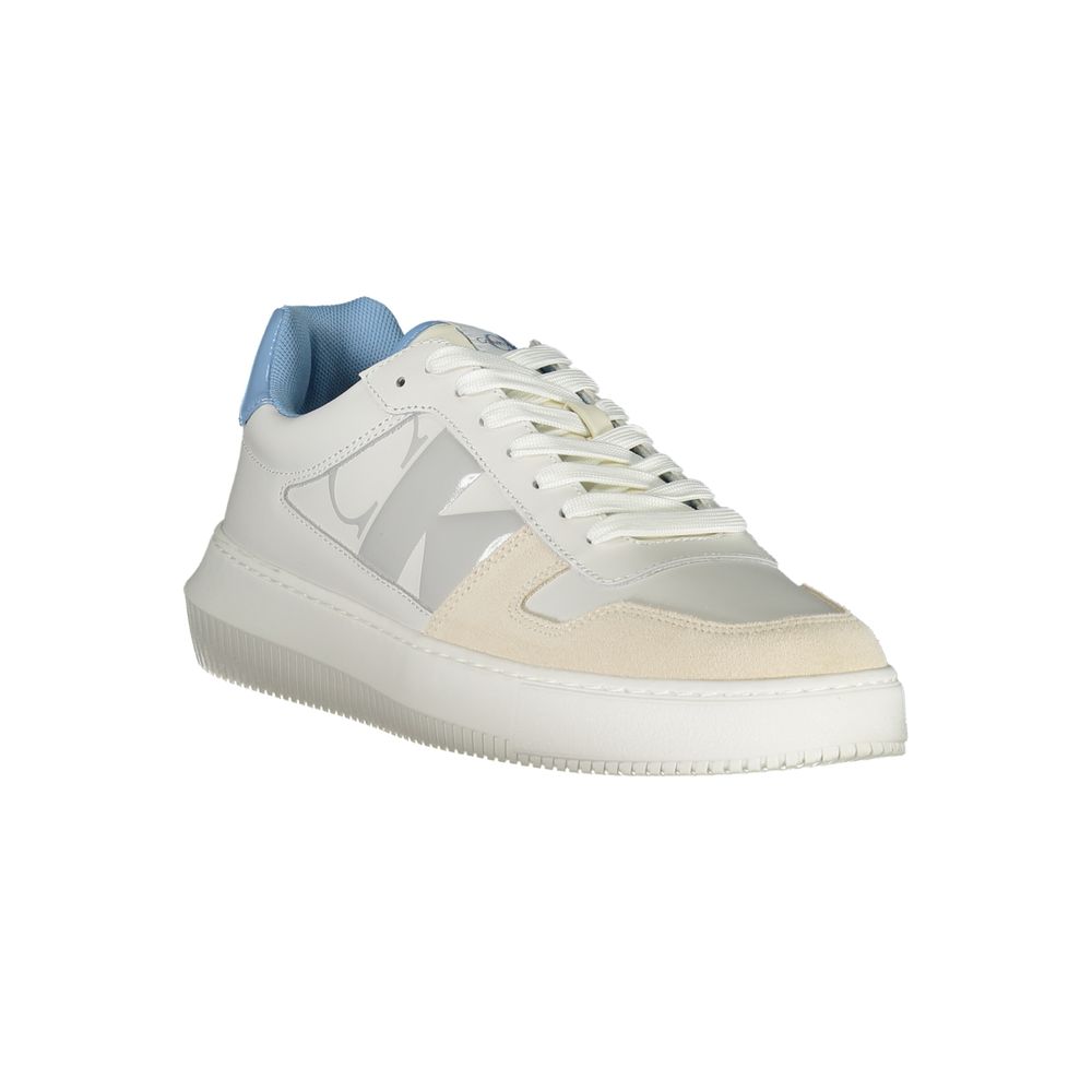 Calvin Klein Leather Colorblock Sneaker — White, view 2
