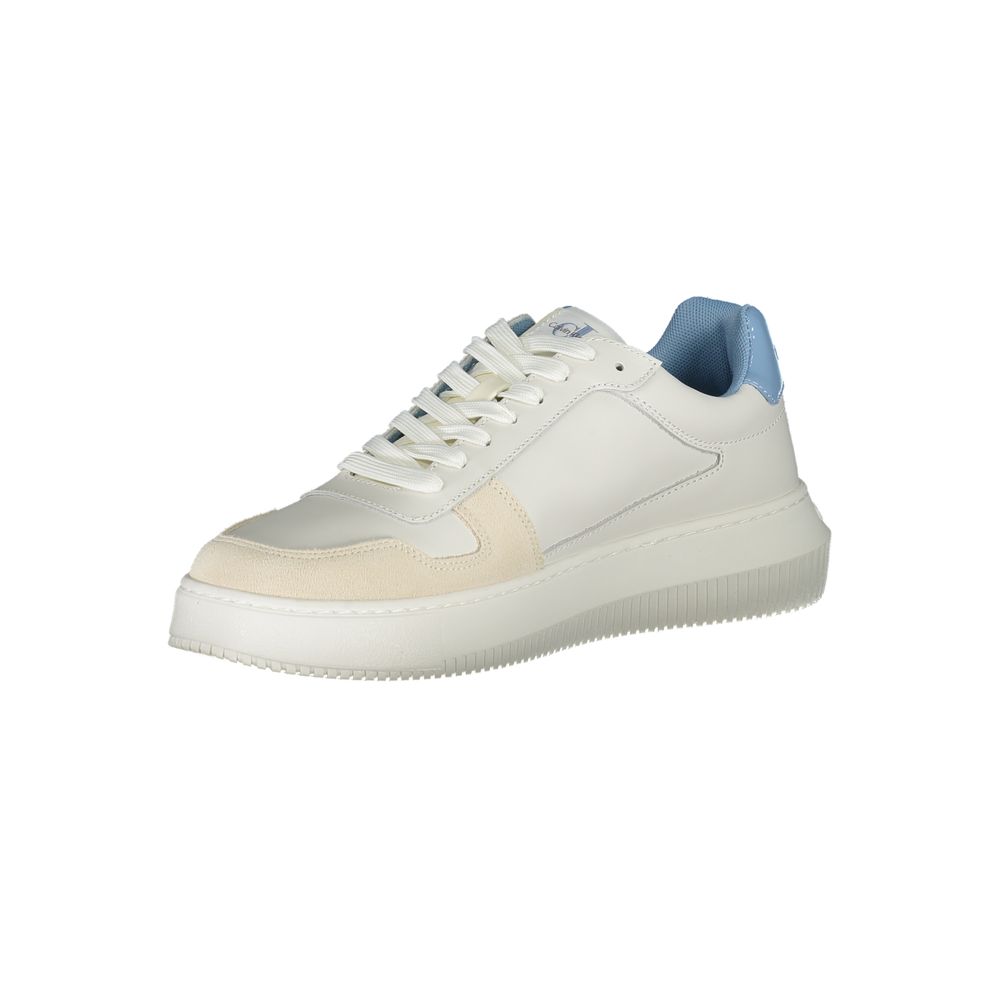 Calvin Klein Leather Colorblock Sneaker — White, view 3
