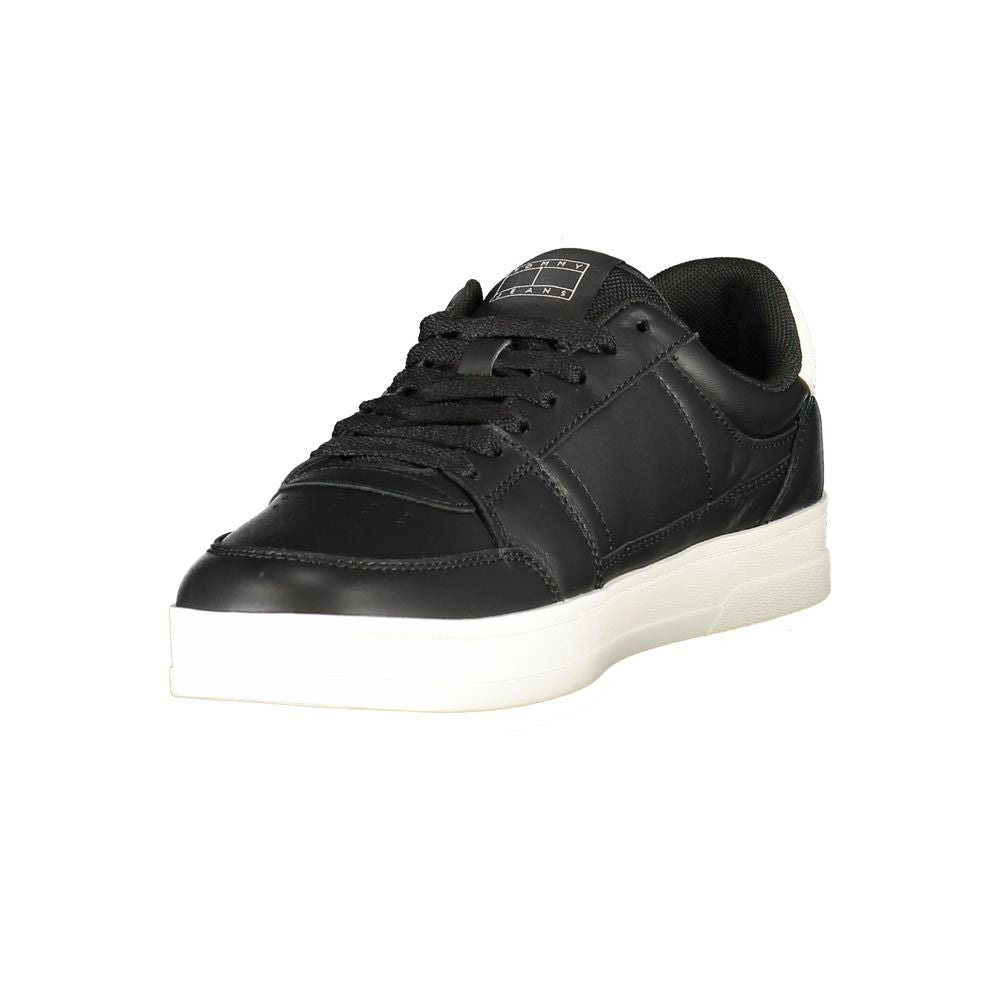 Tommy Hilfiger Leather Low-Top Sneaker — Black, view 3