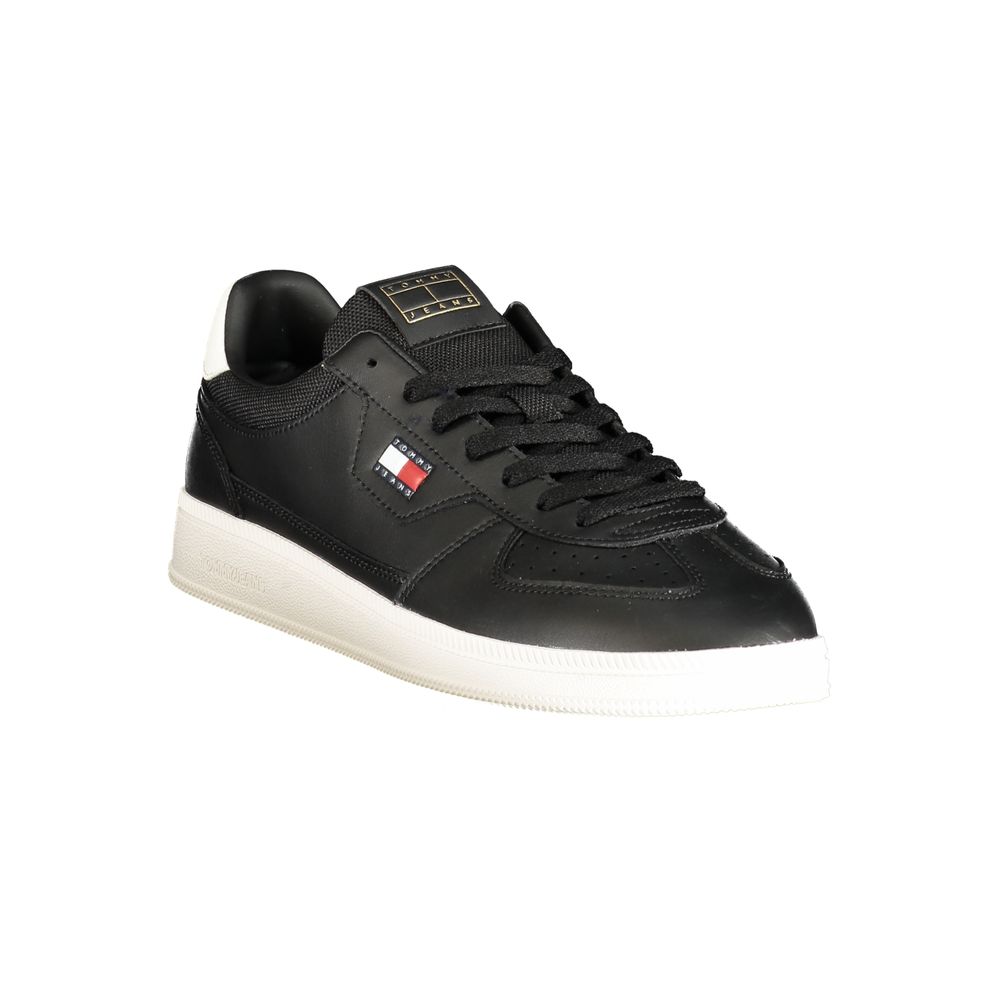 Tommy Hilfiger Leather and Polyurethane Colorblock Sneaker — Black, view 2