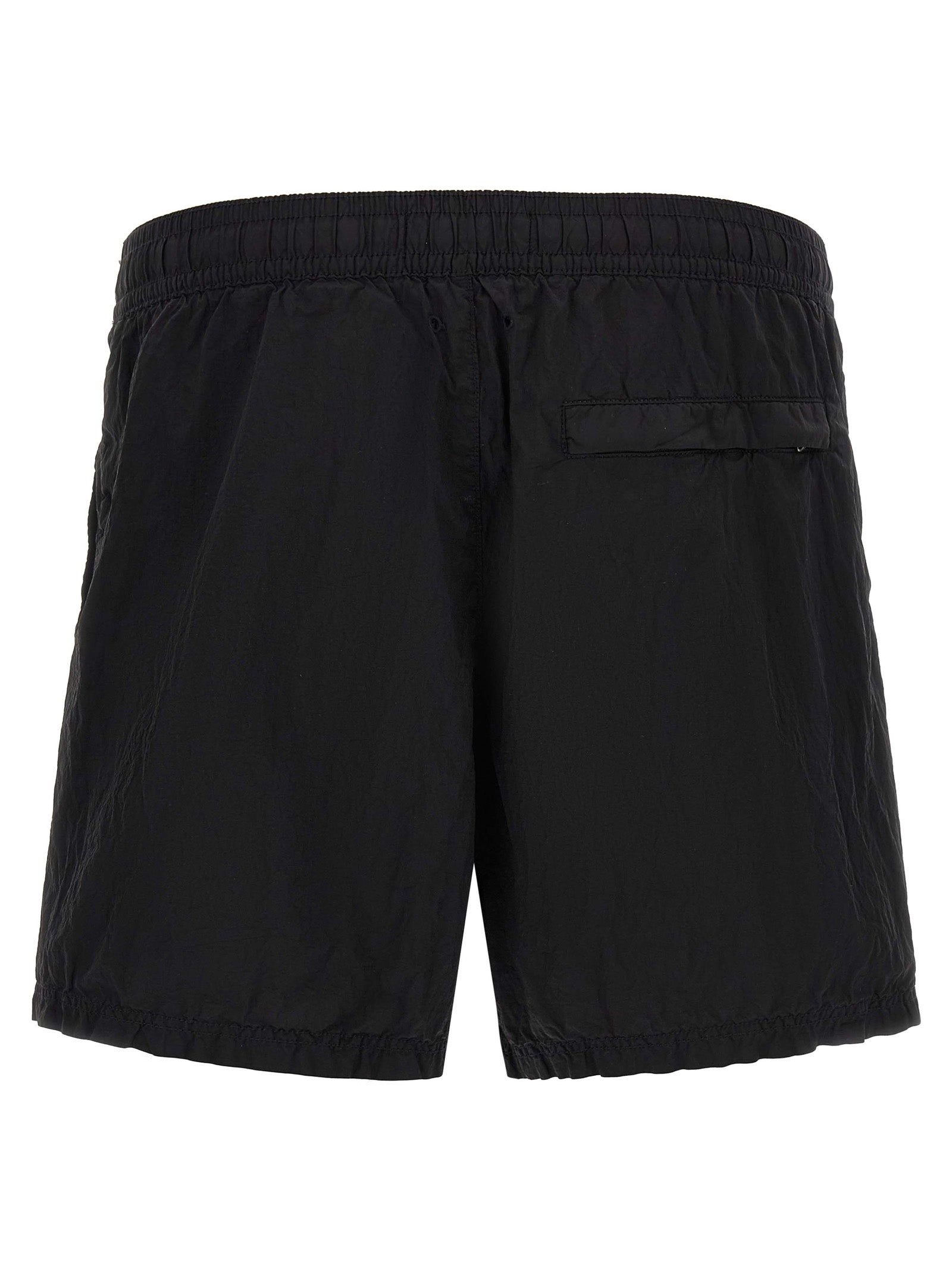 Stone Island Wrinkled Nylon Cargo Shorts — Black, view 2