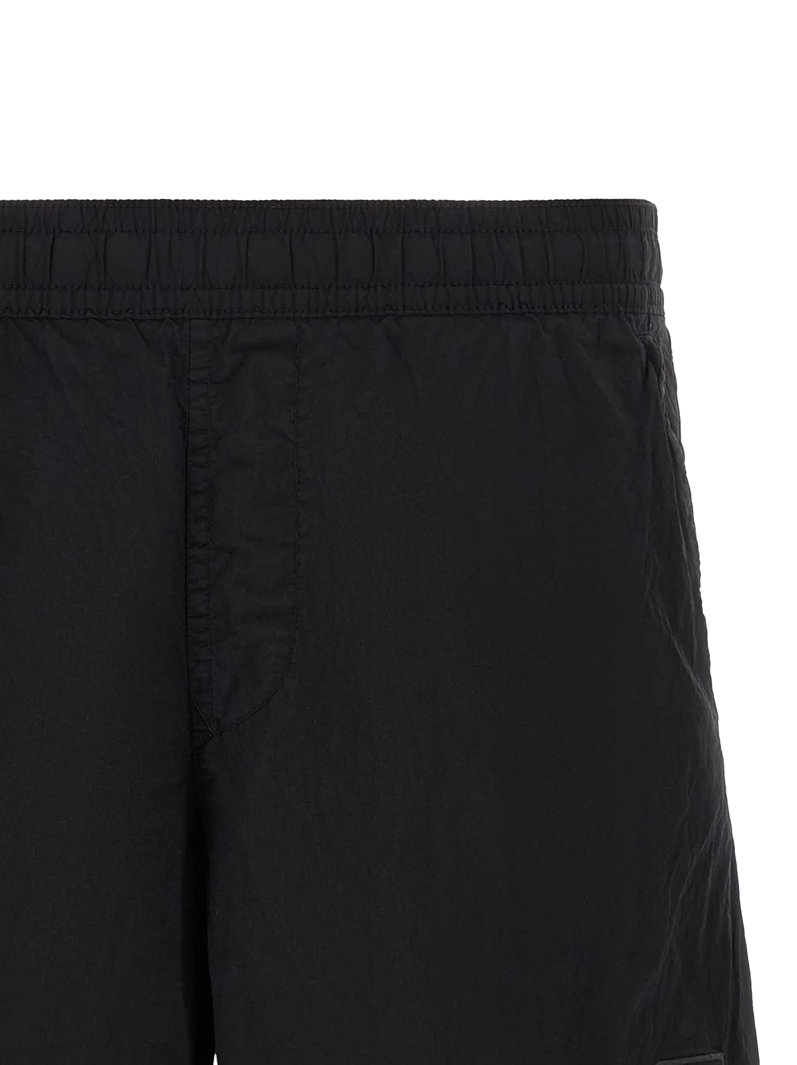 Stone Island Wrinkled Nylon Cargo Shorts — Black, view 3
