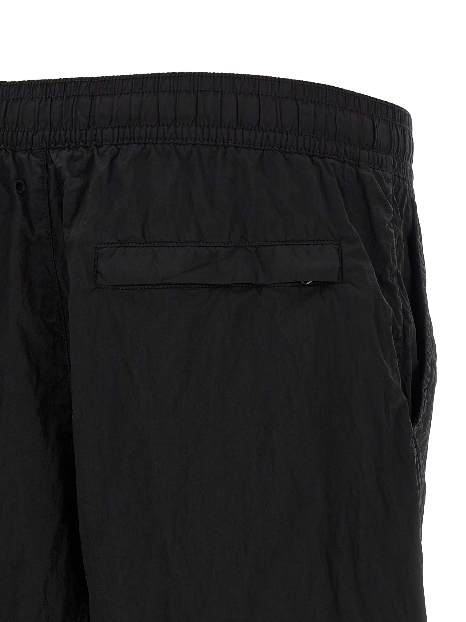 Stone Island Wrinkled Nylon Cargo Shorts — Black, view 4