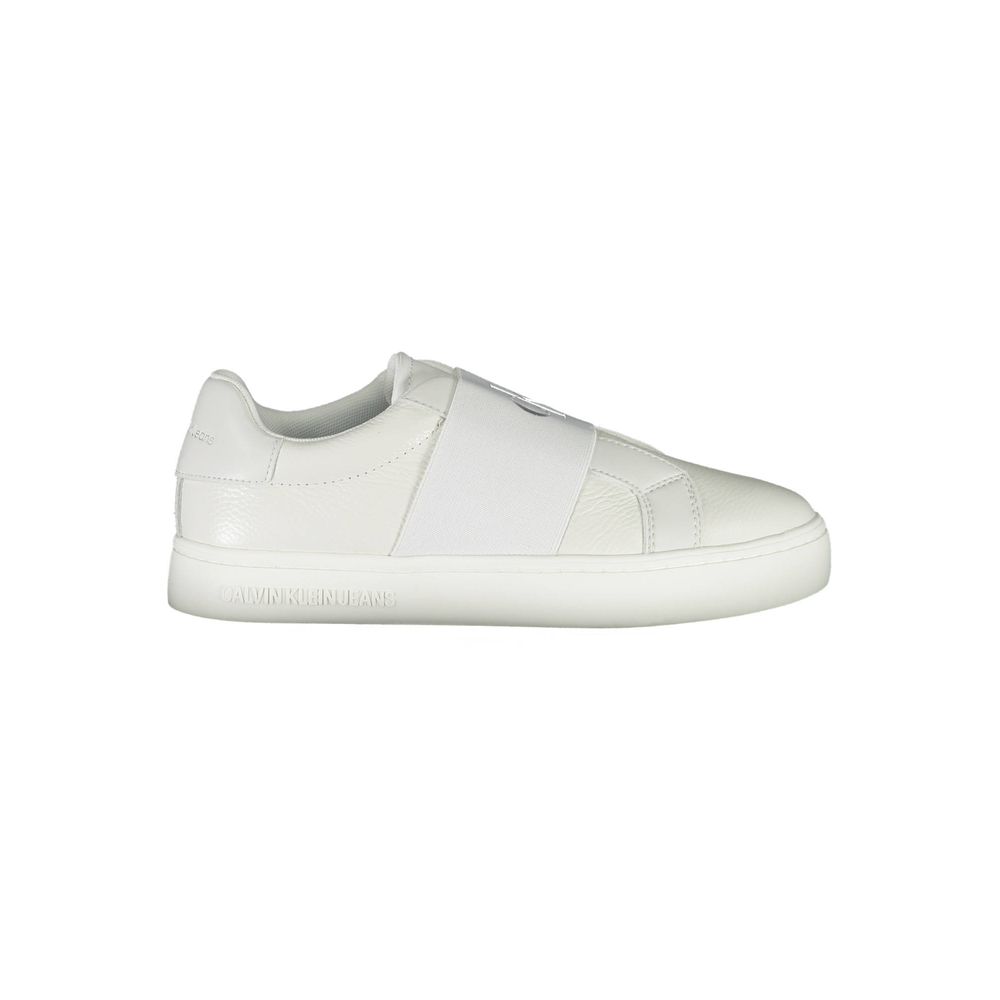 Calvin Klein Elastic Band Leather Sneaker — White by Calvin Klein
