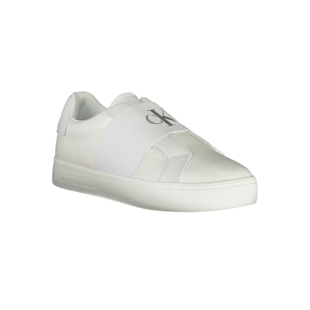 Calvin Klein Elastic Band Leather Sneaker — White, view 2