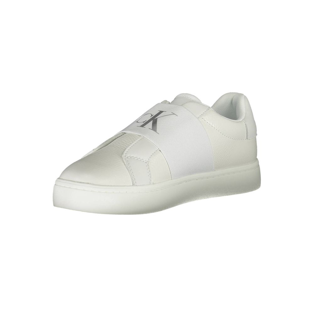 Calvin Klein Elastic Band Leather Sneaker — White, view 3
