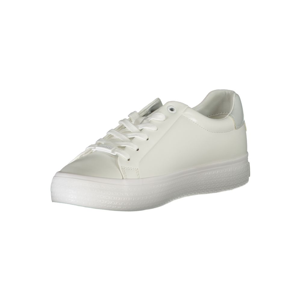 Calvin Klein Leather and Polyester Sneaker — White, view 3