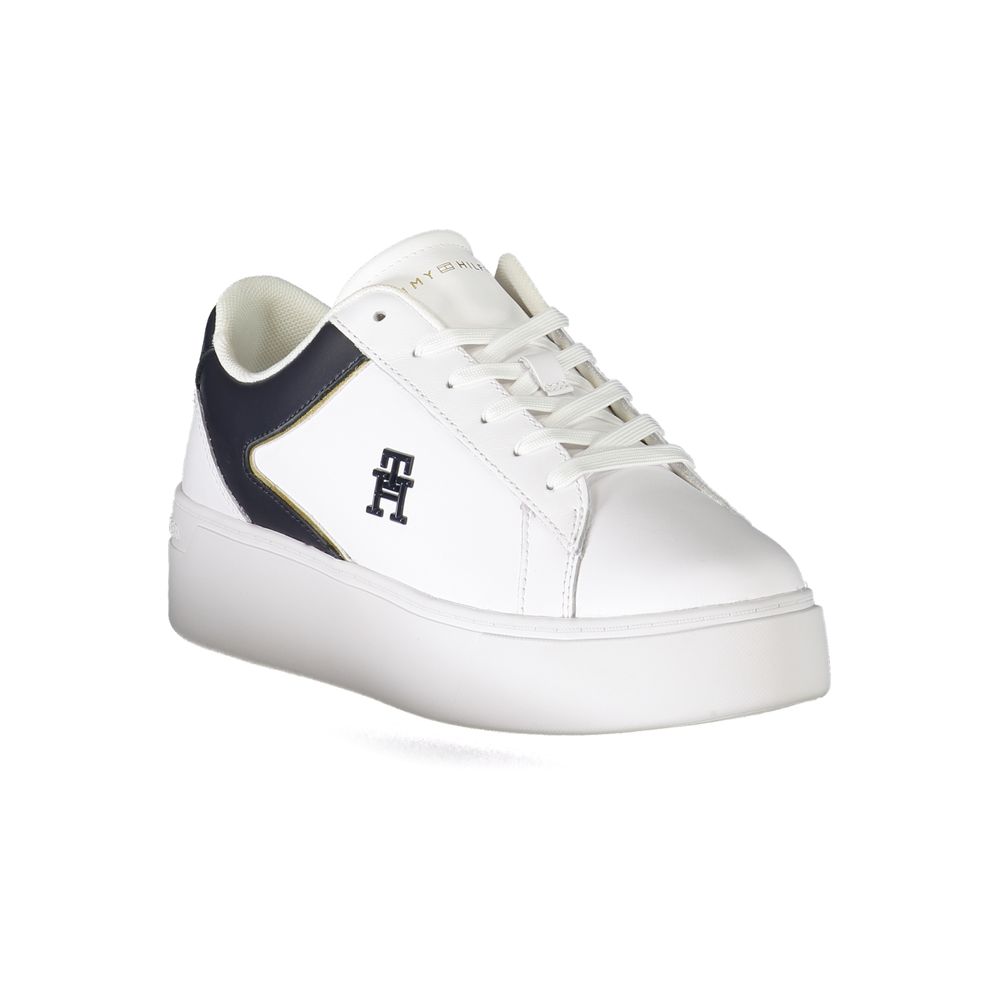 Tommy Hilfiger Contrast-Paneled Leather-Polyurethane Sneaker — White, view 2