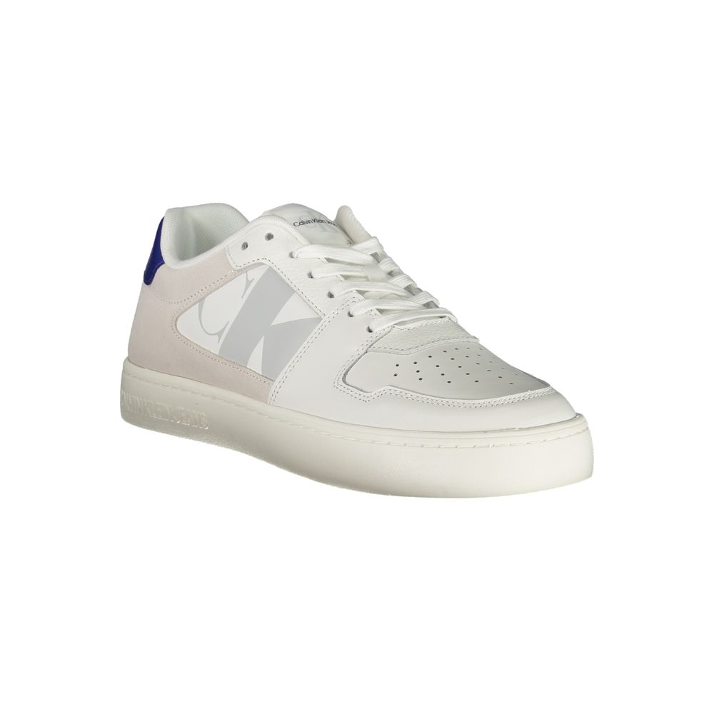 Calvin Klein Mixed Material with Contrast Details Sneaker — White, view 2