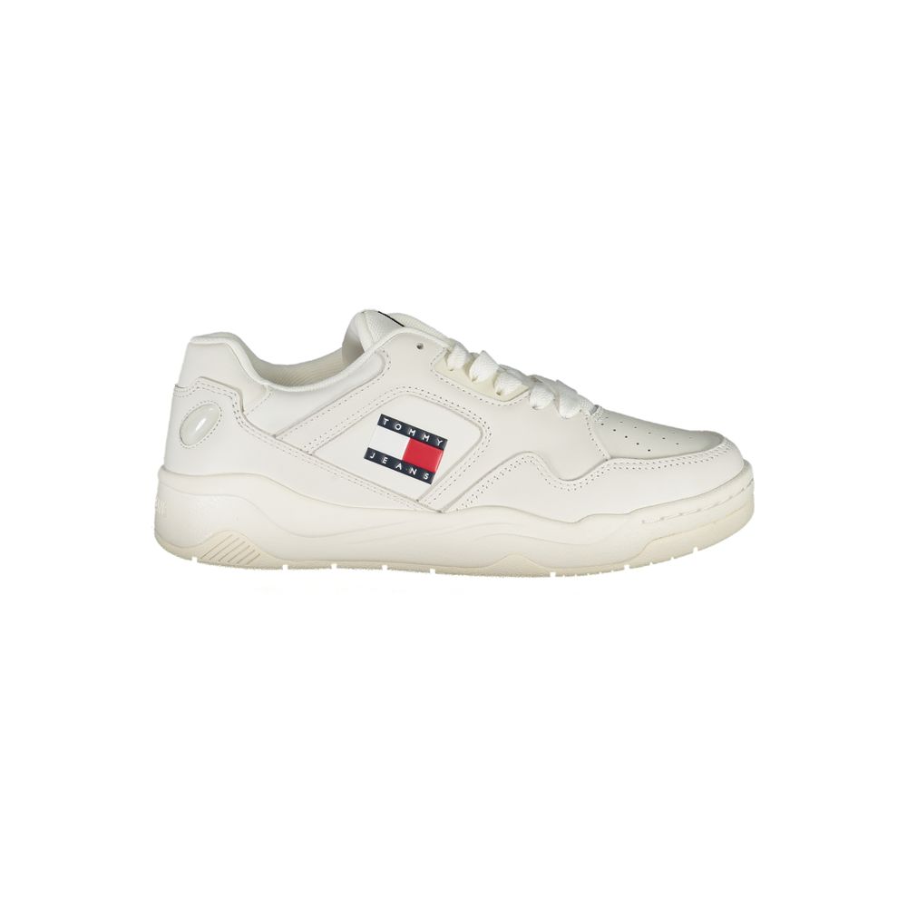 Tommy Hilfiger Logo-Embellished Leather & Polyurethane Sneaker — White by Tommy Hilfiger