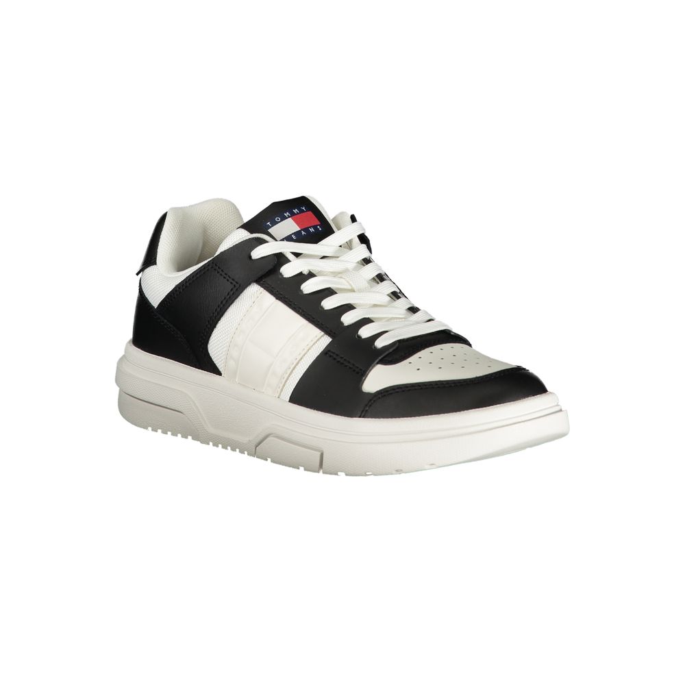 Tommy Hilfiger Leather and Polyester Colorblock Sneaker — Black, view 2