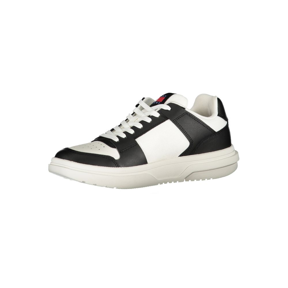 Tommy Hilfiger Leather and Polyester Colorblock Sneaker — Black, view 3