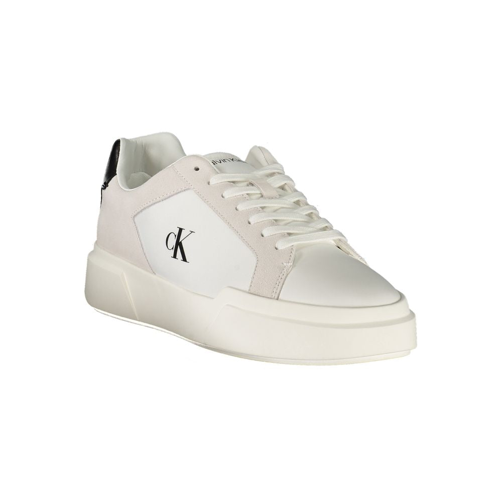Calvin Klein Leather Color-Block Sneaker — White, view 2