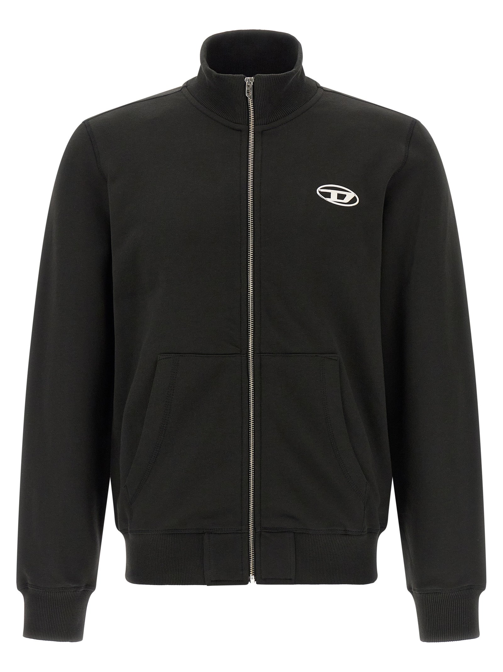 Diesel Logo-Embroidered Cotton Sweatshirt — Black by Diesel