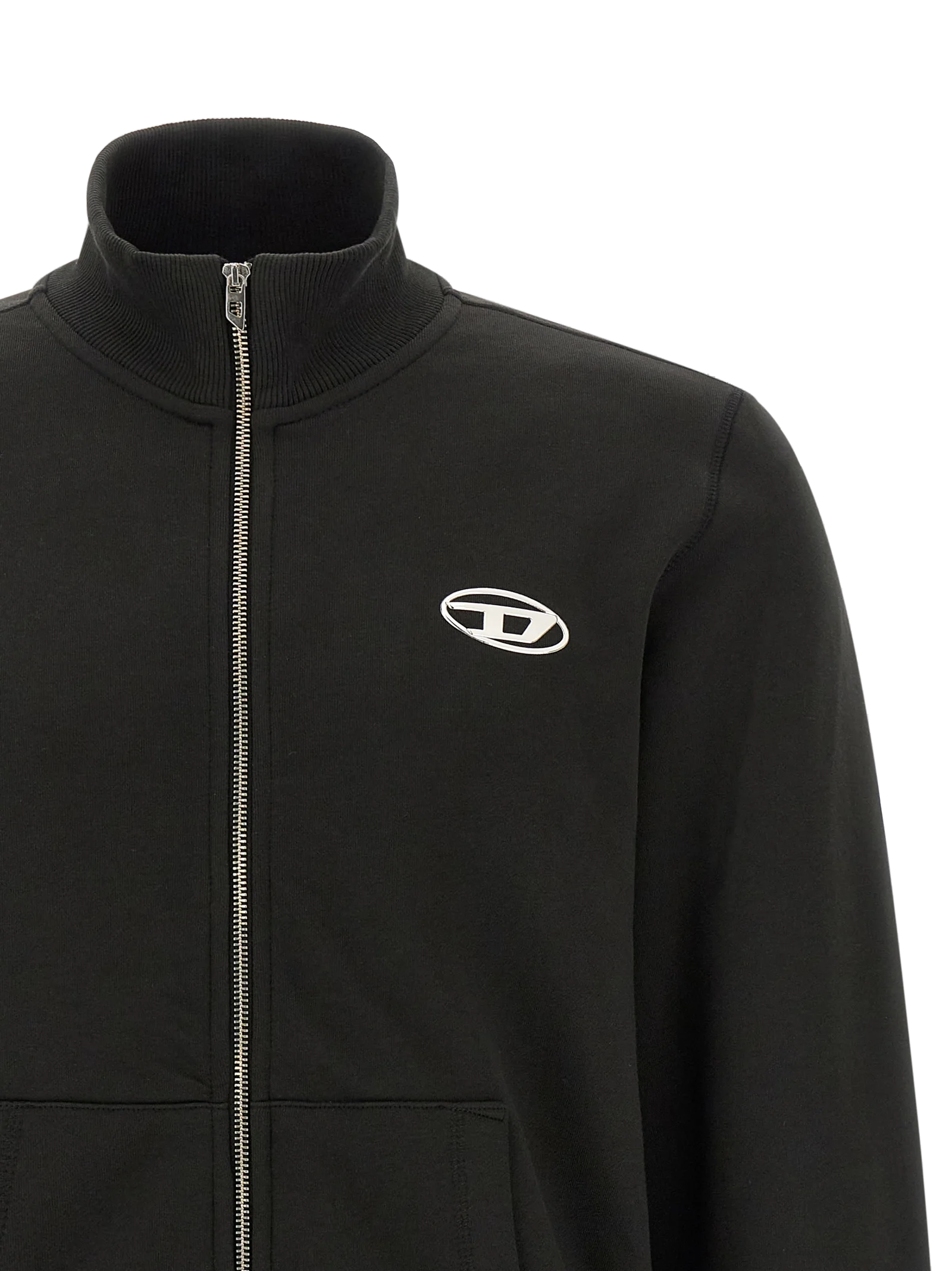 Diesel Logo-Embroidered Cotton Sweatshirt — Black, view 3