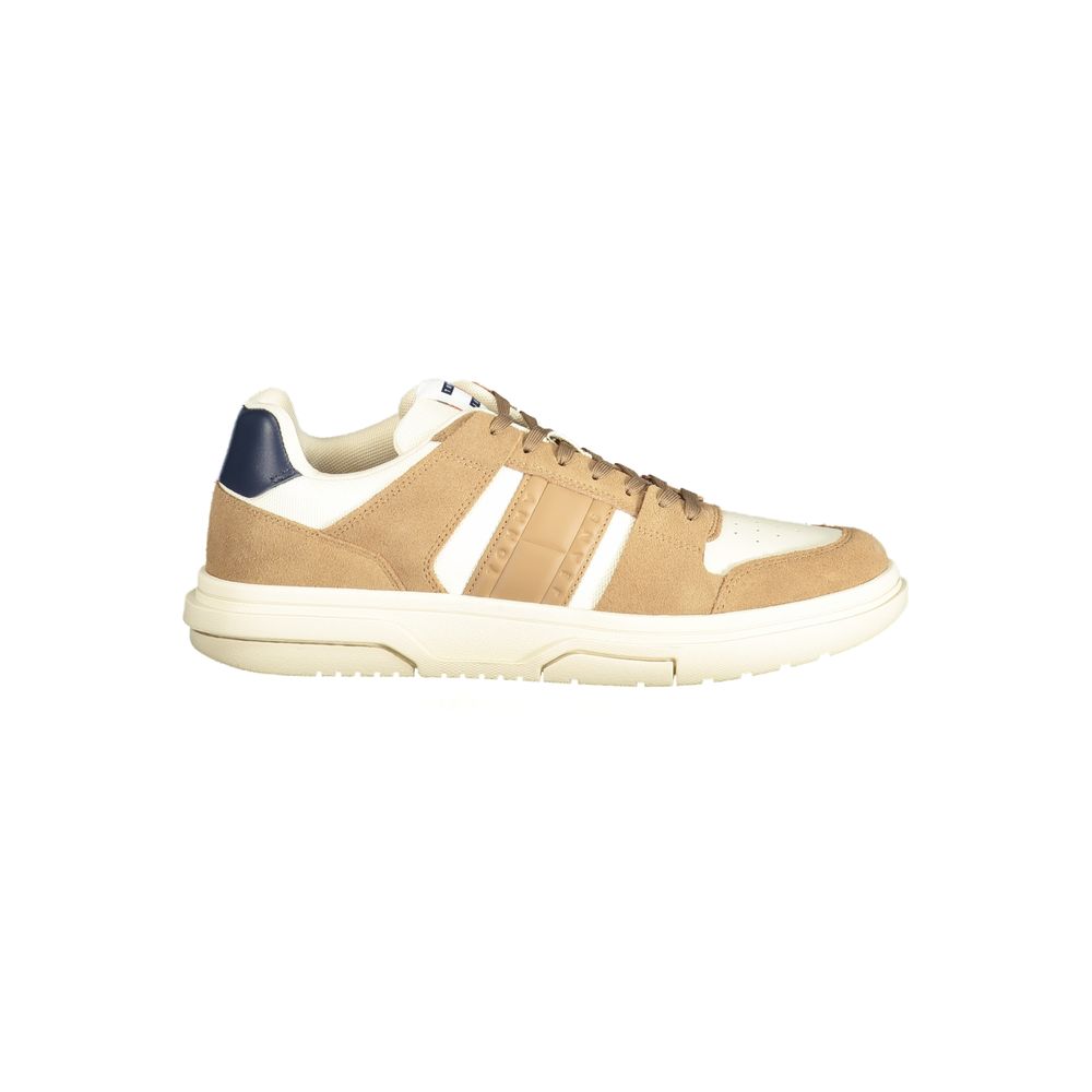 Tommy Hilfiger Leather Color-Block Sneaker — Beige by Tommy Hilfiger