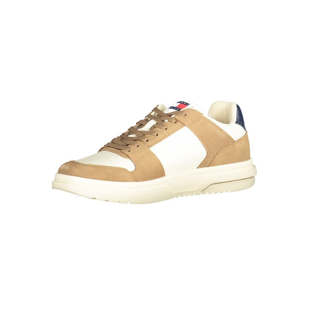 Tommy Hilfiger Leather Color-Block Sneaker — Beige, view 3