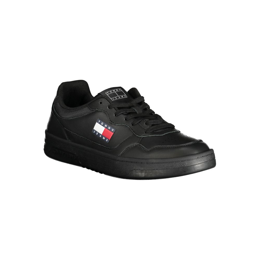 Tommy Hilfiger Leather-Blend Low-Top Sneaker — Black, view 2