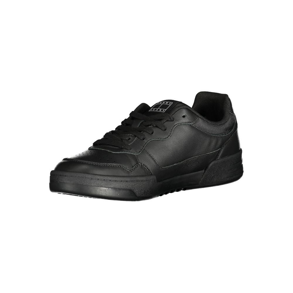 Tommy Hilfiger Leather-Blend Low-Top Sneaker — Black, view 3