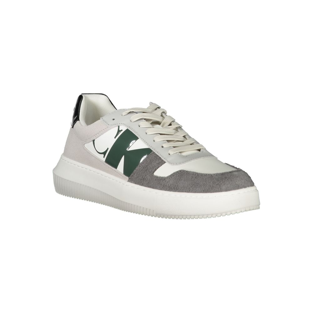 Calvin Klein Mixed-Material Lace-Up Sneaker — White, view 2