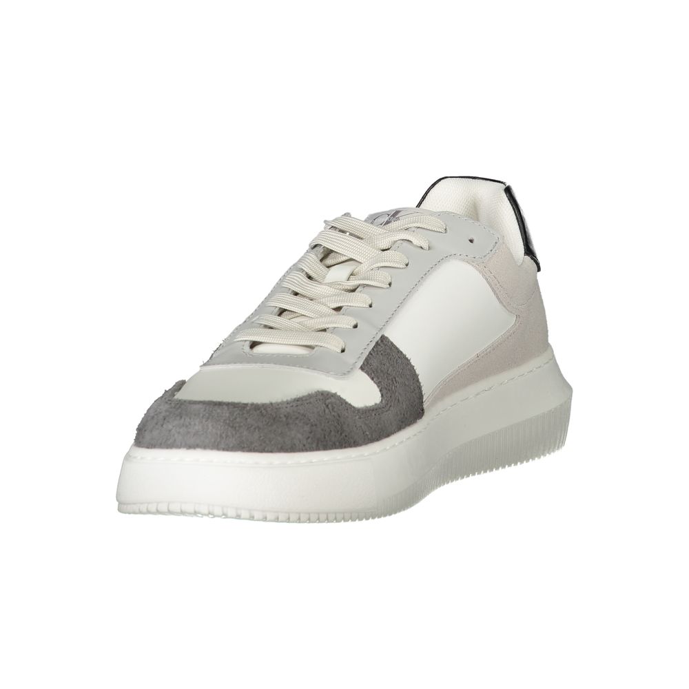 Calvin Klein Mixed-Material Lace-Up Sneaker — White, view 3