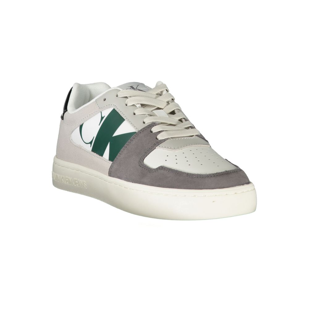 Calvin Klein Mixed-Material Colorblock Sneakers — White, view 2