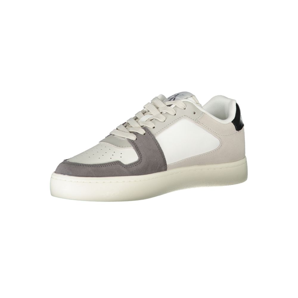 Calvin Klein Mixed-Material Colorblock Sneakers — White, view 3