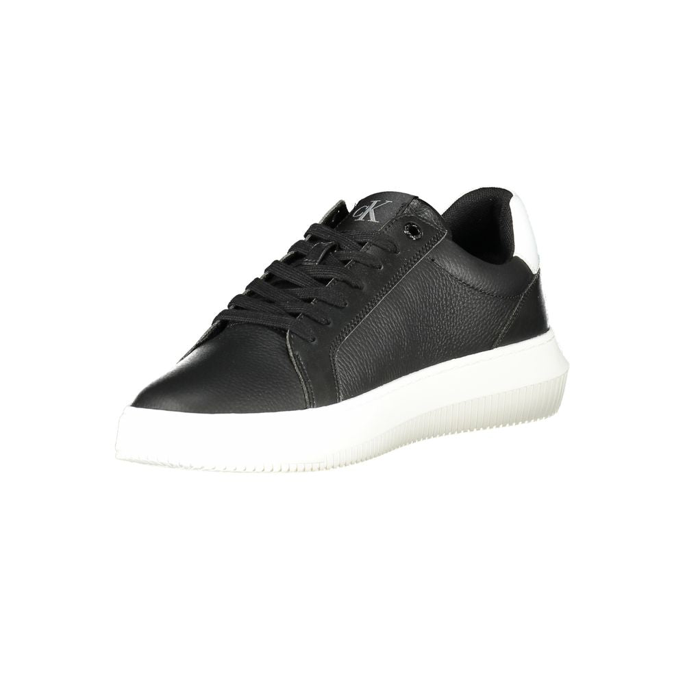 Calvin Klein Leather Sneaker — Black, view 3