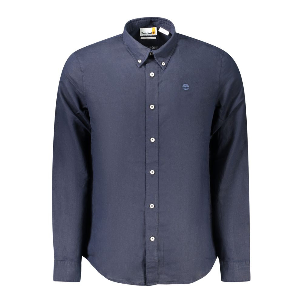 Timberland Linen-Blend Button-Down Shirt — Blue by Timberland