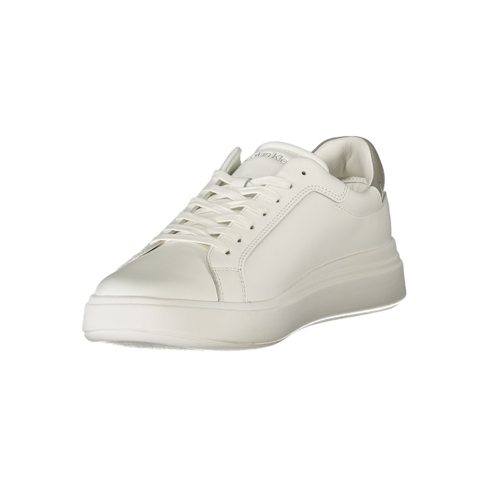 Calvin Klein Leather and Polyurethane Sneaker — White, view 3