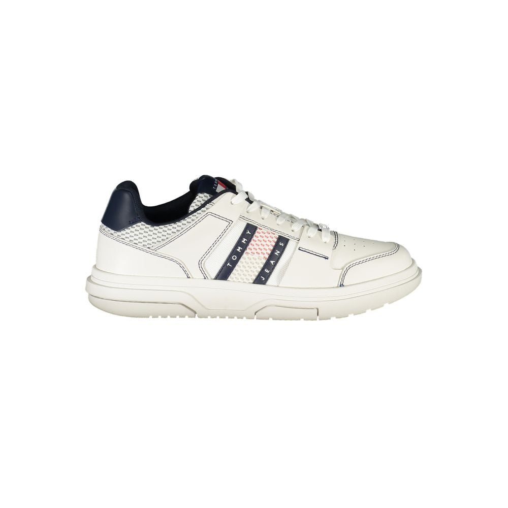 Tommy Hilfiger Contrast-Striped Leather Sneaker — White by Tommy Hilfiger